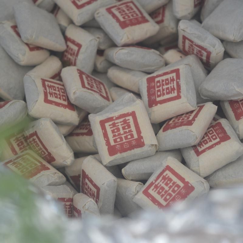 福鼎白茶陈年寿眉小茶砖 喜字伴手礼500g